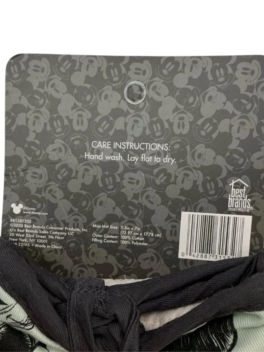 Disney Mickey Mouse Sketch Oven Mini Mitt 2 piece Set Green Black NEW